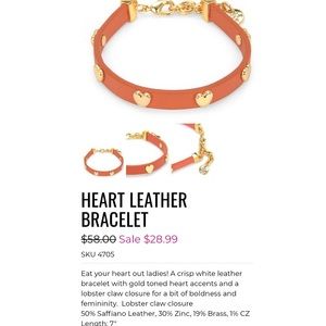 Juicy Couture Heart Orange Leather Bracelet